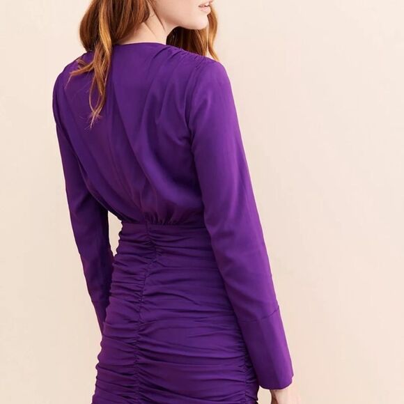 NWT Ronny Kobo Mariana Mini Purple Dress Draped Size M - Picture 5 of 13